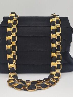 Vintage Salvatore Ferragamo Vara Tiered Grosgrain Ribbon Shoulder Bag